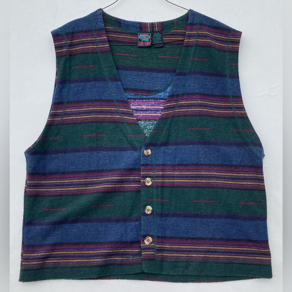 Santana Southwestern Cotton Blend Vest size L Vintage